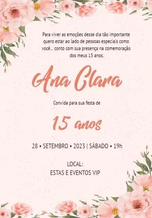 Convite de 15 anos Floral Delicado para Editar Online