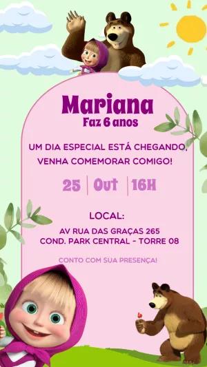 Convite Aniversário Masha e o Urso para Editar Online