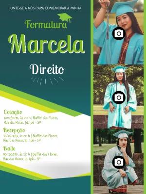 Convite de Formatura com Foto para Editar Online