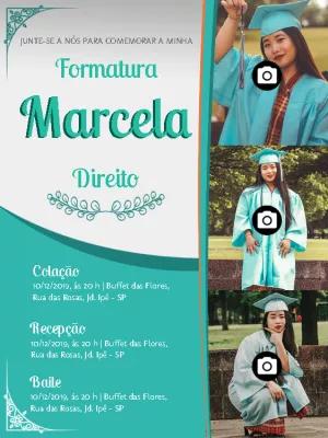 Convite de Formatura com Fotos para Editar Online