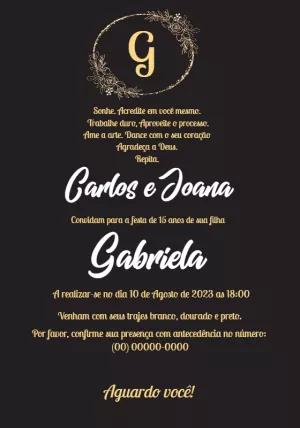 Convite 15 Anos Monograma Elegante para Editar Online