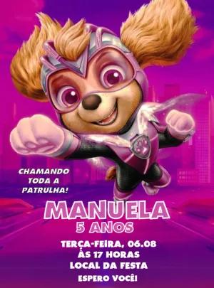Convite de Aniversário Skye Poderosa Patrulha Canina para Editar