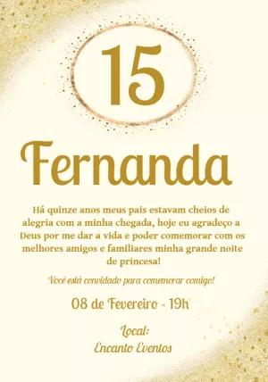 Convite 15 Anos Dourado com Brilho para Editar Online