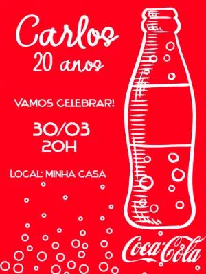 Convite de Aniversário Coca Cola para Editar Online