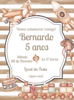 Convite Aniversário Brinquedos Lúdicos para Editar Online