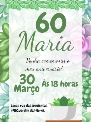 Convite de Aniversário Suculentas para Editar Online
