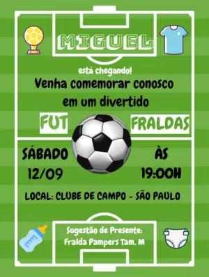 Convite Fut Fraldas Futebol para Editar Online e Imprimir