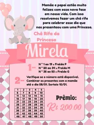 Convite Chá Rifa Elefantinha Rosa para Editar Online