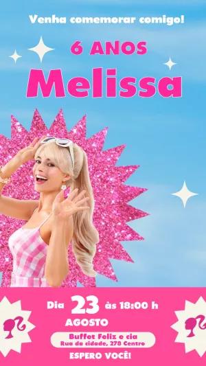 Convite de Aniversário Barbie Editável Online para Imprimir