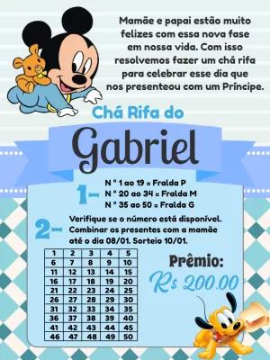 Chá Rifa Mickey Baby para Menino: Convite Editável Online