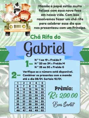 Convite Chá Rifa Safari com Animais para Editar Online
