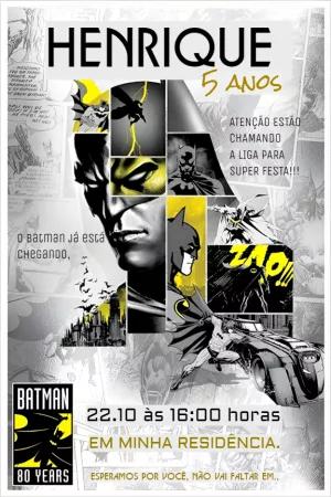 Convite Aniversário Batman Estilo Quadrinhos para Editar Online