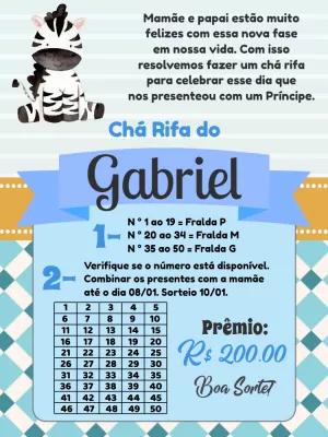 Convite Chá Rifa de Zebra Safári para Editar Online