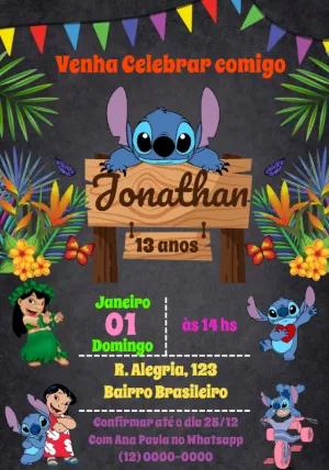 Convite de Aniversário Lilo & Stitch Tropical para Editar Online