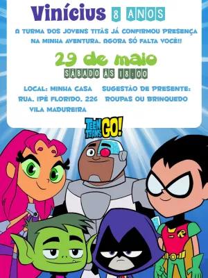 Convite de Aniversário Jovens Titãs para Editar Online