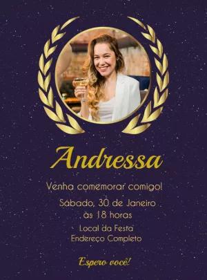 Convite de Aniversário Glitter com Foto para Editar Online