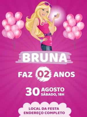 Convite de Aniversário Barbie Editável Online para Imprimir