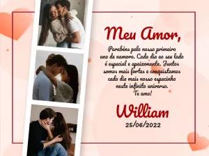 Cartão de Aniversário de Namoro com Fotos para Editar Online