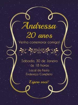 Convite de Aniversário Elegante Estrelado para Editar Online