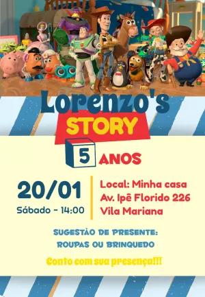 Convite de Aniversário Toy Story com Personagens para Editar Online