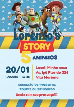 Convite Aniversário Toy Story com Personagens para Editar Online