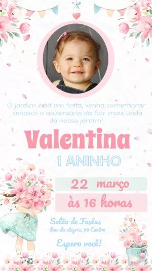 Convite Aniversário Jardim Encantado com Foto para Editar Online
