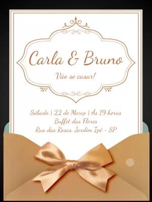 Convite de Casamento Clássico Dourado para Editar Online