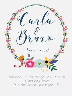 Convite de Casamento Floral Delicado para Editar Online
