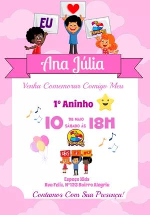 Convite de Aniversário 3 Palavrinhas com Personagens Editável