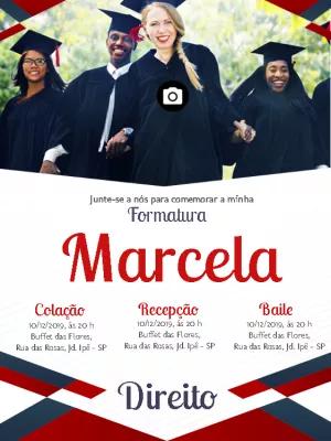 Convite de Formatura com Foto para Editar e Imprimir
