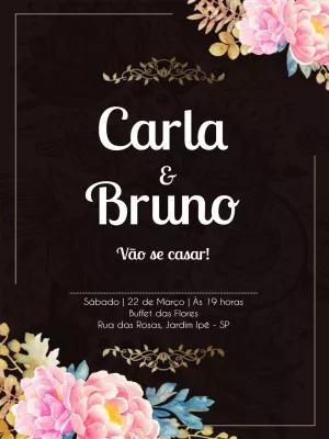 Convite de Casamento Floral Elegante para Editar Online