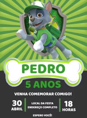 Convite Aniversário Patrulha Canina Rocky para Editar Online