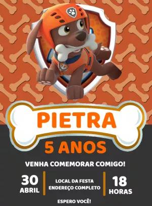 Convite Aniversário Patrulha Canina Zuma para Editar Online