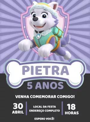 Convite Aniversário Patrulha Canina Everest para Editar Online