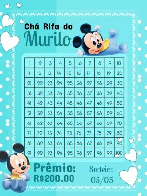 Chá Rifa Mickey Baby Editável Online para Chá de Bebê