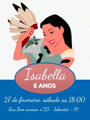 Convite de Aniversário Pocahontas Editável Online