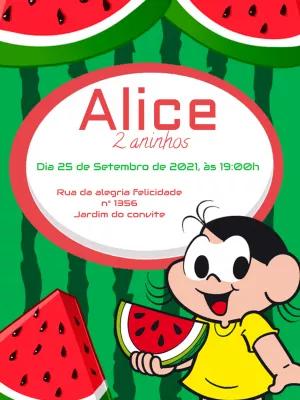 Convite Aniversário Magali Melancia para Editar Online