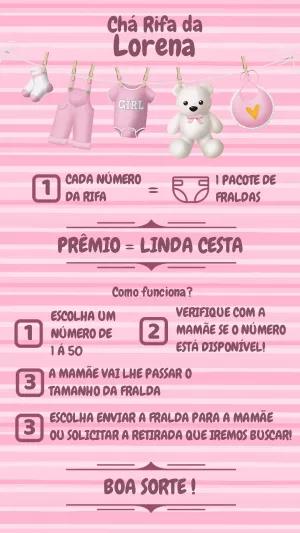 Chá Rifa Menina Varal de Roupas para Editar Online
