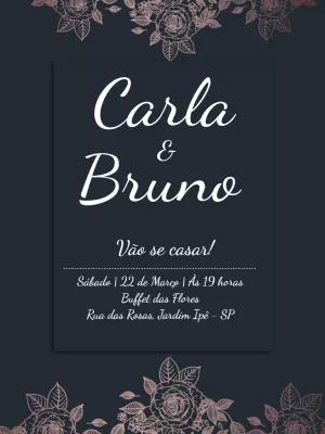 Convite de Casamento Minimalista com Flores para Editar Online