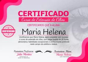 Certificado de Extensão de Cílios Profissional para Editar