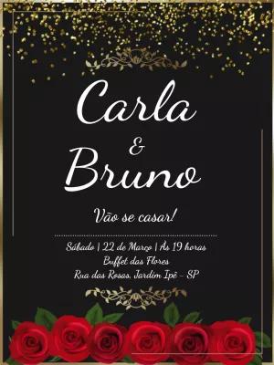 Convite de Casamento Elegante com Rosas para Editar Online