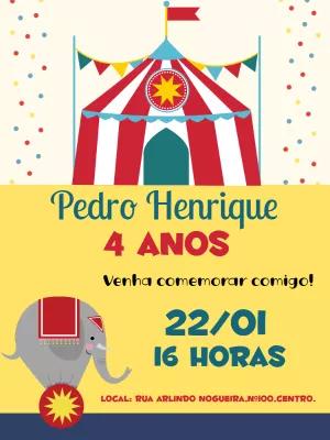 Convite de Aniversário Tema Circo para Editar e Imprimir