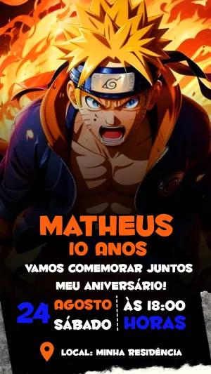 Convite de Aniversário Naruto para Editar Online e Imprimir
