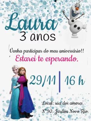 Convite de Aniversário Frozen com Personagens para Editar Online
