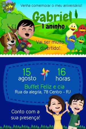 Convite Aniversário Bento e Totó para Editar Online