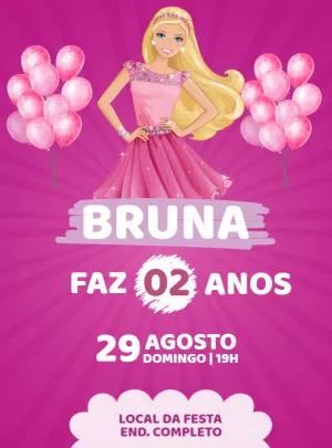 Convite de Aniversário Barbie para Editar Online