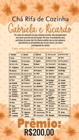 Convite Chá Rifa de Cozinha Floral para Editar Online