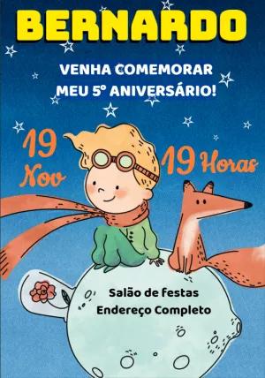 Convite Aniversário Pequeno Príncipe com Raposa para Editar Online