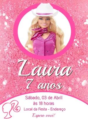 Convite de Aniversário Barbie Boiadeira para Editar Online