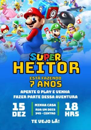 Convite de Aniversário Super Mario World para Editar Online